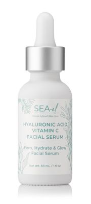 Sea-el Hyaluronic Acid &amp; Vitamin C Facial Serum Drops Firming Hydration &amp; Glow Anti Aging Face Moisturizer - Daily Wrinkle Diminishing Skin Care for Women &amp; Men, Vegan - 1 Fl Oz
