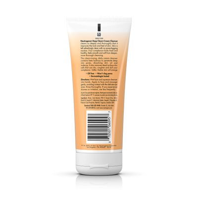 Neutrogena Deep Clean Daily Facial Cream Cleanser with Beta Hydroxy Acid to Remove Dirt, Oil &amp; Makeup, Alcohol-Free, Oil-Free &amp; Non-Comedogenic, 7 fl. oz