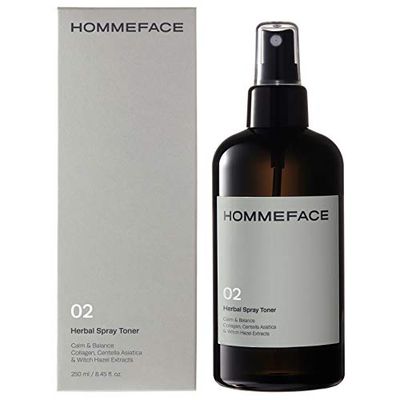 HOMMEFACE Mens Herbal Spray Face Toner, 8.45 fl. oz. - Alcohol-Free, Hydrating and Balancing Facial Mist with Witch Hazel, CICA Extract, Anti Aging, Aftershaving, for All Skin Types