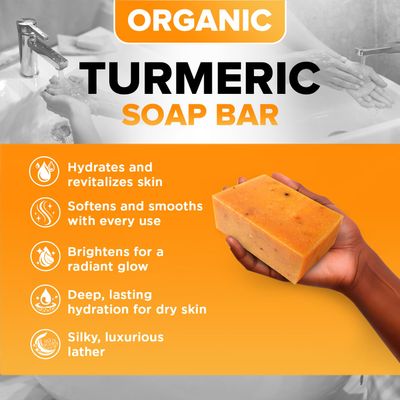 Organic Turmeric Soap for Dark Spots & Acne with Clove Bud Soap (2 Packs) - Brightening Face & Body Bar - Rich, Creamy Lather for Natural Skin Glow - Spicy Clove Aromatherapy