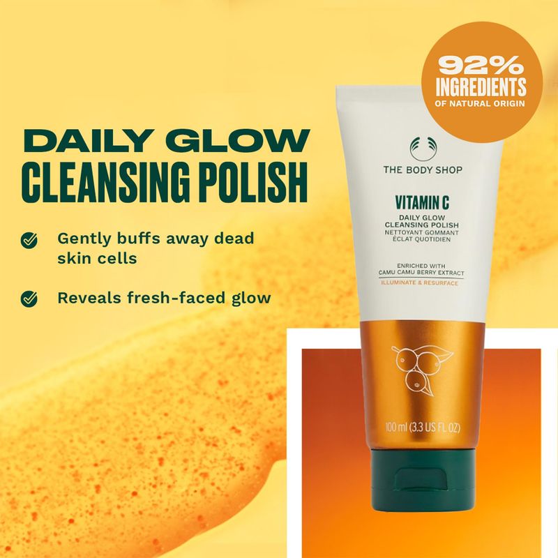 The Body Shop Vitamin C Daily Glow Cleansing Polish - For a Healthier, Fresh-Faced Glow - Vegan - 100ml