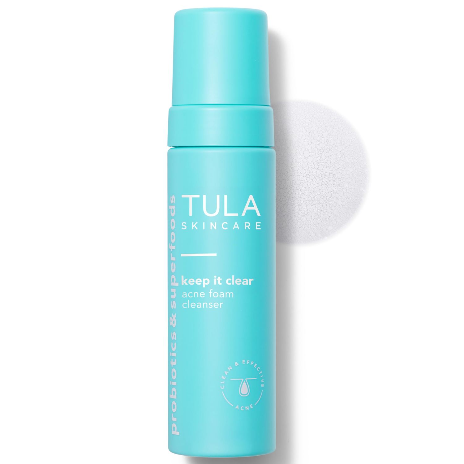 TULA Skin Care Keep It Clear - Acne Foam Cleanser, Contains Salicylic &amp; Azelaic Acid &amp; Probiotics, Clears &amp; Soothes Acne, Brightens Past Blemish Marks, 6.3 fl oz.
