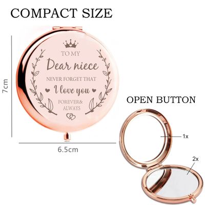 KGKAIMIZL Niece Compact Mirror Gifts from Aunt, Niece Gifts from Auntie, Niece Compact Mirror, Birthday Gifts for Niece from Aunt Uncle for Nieces Birthday, Christmas