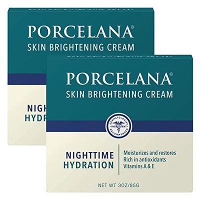 Porcelana Nighttime Hydration Cream Updated Formula - Fades Dark Spots &amp; Evens Skin Tone - For Sun or Age Spots, Acne Scarring, Melasma &amp; Other Discoloration - Moisturizer w/Vitamins &amp; Antioxidants
