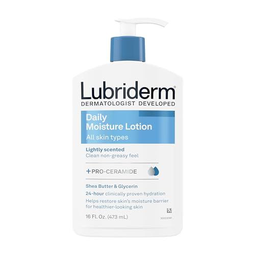 Lubriderm Daily Moisture Lotion + Pro-Ceramide with Shea Butter &amp; Glycerin Helps Moisturize Dry Skin, Hydrating Face, Hand &amp; Body Lotion is Lightly Scented &amp; Non-Greasy, 16 fl. oz (Pack of 6)