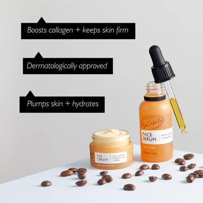 UpCircle Caffeinated Duo - Our Face Serum and Eye Cream Duo - Vitamin C, Hyaluronic Acid + Coffee Oil - Evens Skin Tone, Reduces Puffiness + Dark Circles - Vegan