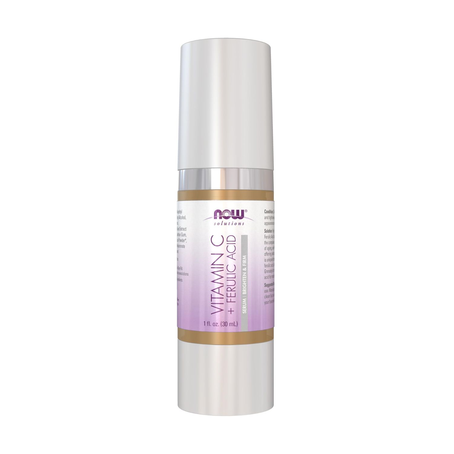 NOW Foods Solutions, Vitamin C Serum Plus Ferulic Acid, Skin Brightening and Tightening, Highly Concentrated, 1-Ounce