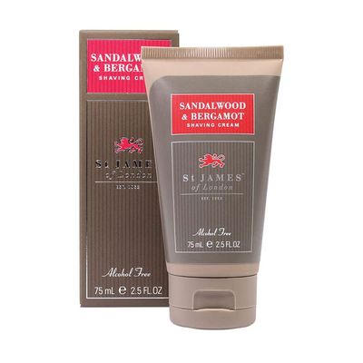 St James of London Sandalwood &amp; Bergamot Shave Cream Travel Tube, 2.5 oz