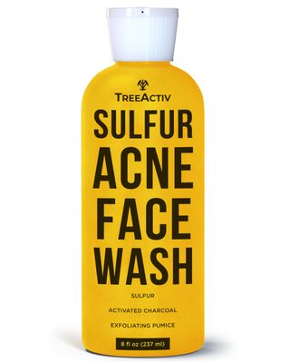 TreeActiv Sulfur Acne Face Wash Original Formula, 8 fl oz, Exfoliating Acne Face Wash for Men &amp; Women, Sulfur Acne Wash for Acne, Activated Charcoal &amp; Pumice, Foaming Daily Women and Men&#39;s Face Wash