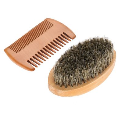 Men&#39;s Beard and Mustache Care Kit - Oval Brush, Comb, Grooming Tools for Softening, Conditioning, and Cleaning