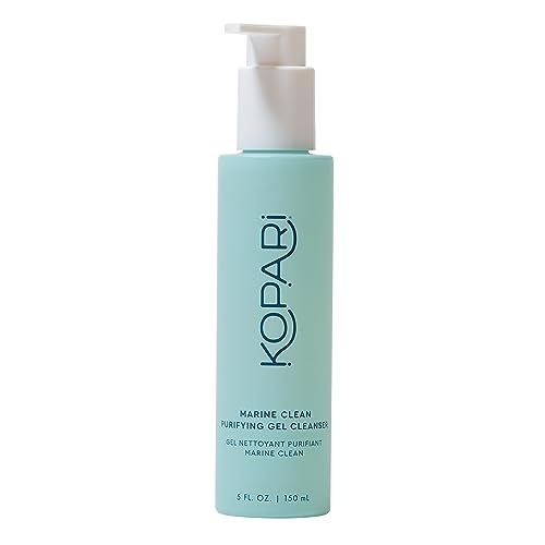 Kopari Marine Clean Purifying Gel Cleanser, Infused with Amino Acids &amp; Vitamin B5, Dual-Action Gel-to-Foam Cleanser, Gentle and Nourishing, 5 oz