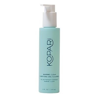 Kopari Marine Clean Purifying Gel Cleanser, Infused with Amino Acids &amp; Vitamin B5, Dual-Action Gel-to-Foam Cleanser, Gentle and Nourishing, 5 oz