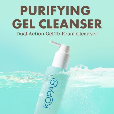 Kopari Marine Clean Purifying Gel Cleanser, Infused with Amino Acids &amp; Vitamin B5, Dual-Action Gel-to-Foam Cleanser, Gentle and Nourishing, 5 oz