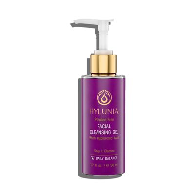 Hylunia Facial Cleansing Gel, Hydrating Cleanser &amp; Makeup Remover w/Hyaluronic Acid, Organic Lavender &amp; Plant Extracts. Deep Cleans, Balances Skin, Soothes Acne-Prone Skin. Sulfate Free. 5.1 fl. oz.