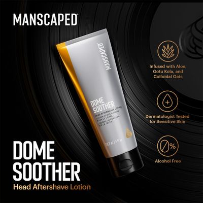 MANSCAPED Dome Soother Mens Head Aftershave Lotion - Infused with Aloe &amp; Colloidal Oats for Soothing &amp; Hydrating Scalp Skin, Quick Absorbing &amp; Dries Clear Relieving Post-Shave Discomfort, 4 fl. Oz.