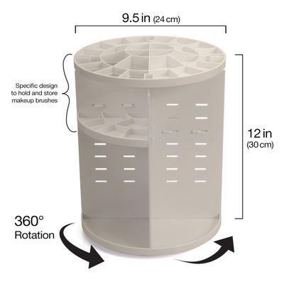 MobileVision Makeup Organizer Rotating Tabletop Cosmetic &amp; Toiletry Holder Adjustable Shelving for Brushes, lotions, perfumes, Nail Polish, Skin Care &amp; More, White