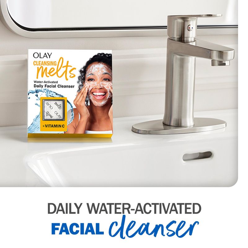 Olay Cleansing Melts + Vitamin C Face Cleanser, 12ct, Water-Activated Face Wash Cleans, Tones, and Refreshes Skin