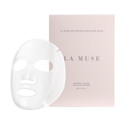 LA MUSE Skin Repair Signature Mask(1BOX / 5EA) - Bio-Cellulose, Deep Hydrating Sheet Mask | Skin Moisturizing, Firming, and Claming with Peptides &amp; Hyaluronic Acid | All Skin Types, Korean Skin Care