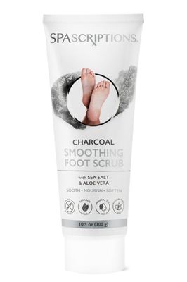 Spascriptions Charcoal Smoothing Foot Scrub with Sea Salt &amp; Aloe Vera, Exfoliating Wash for Dry, Cracked Feet and Heels, Dead Skin and Callus Remover for Soft and Renewed Feet, 10.5 oz