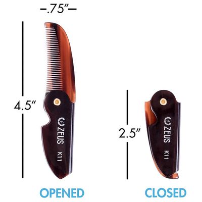 ZEUS Mustache Wax &amp; Folding Mustache Comb Grooming Set for Men - Folding Mustache Comb &amp; Natural Mustache Wax to Tame, Nourish Facial Hair
