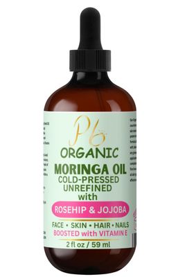 Organic Cold-Pressed Moringa Oil, Unrefined &amp; Hexane-Free, Hair &amp; Skin Care Oil, Anti-Aging Face Oil with Organic Rosehip, Jojoba, and Vitamin E, Facial Serum, Hydrating &amp; Nourishing Oil, 2 fl oz