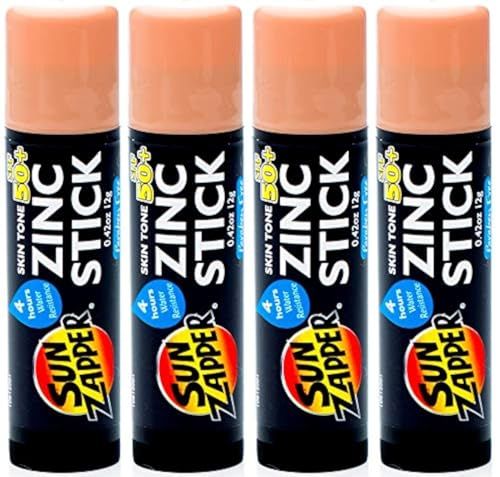 Sun Zapper Zinc Oxide Sunscreen Stick SPF 50+ (4 Pack) 0.42 oz stick - Skin Tone