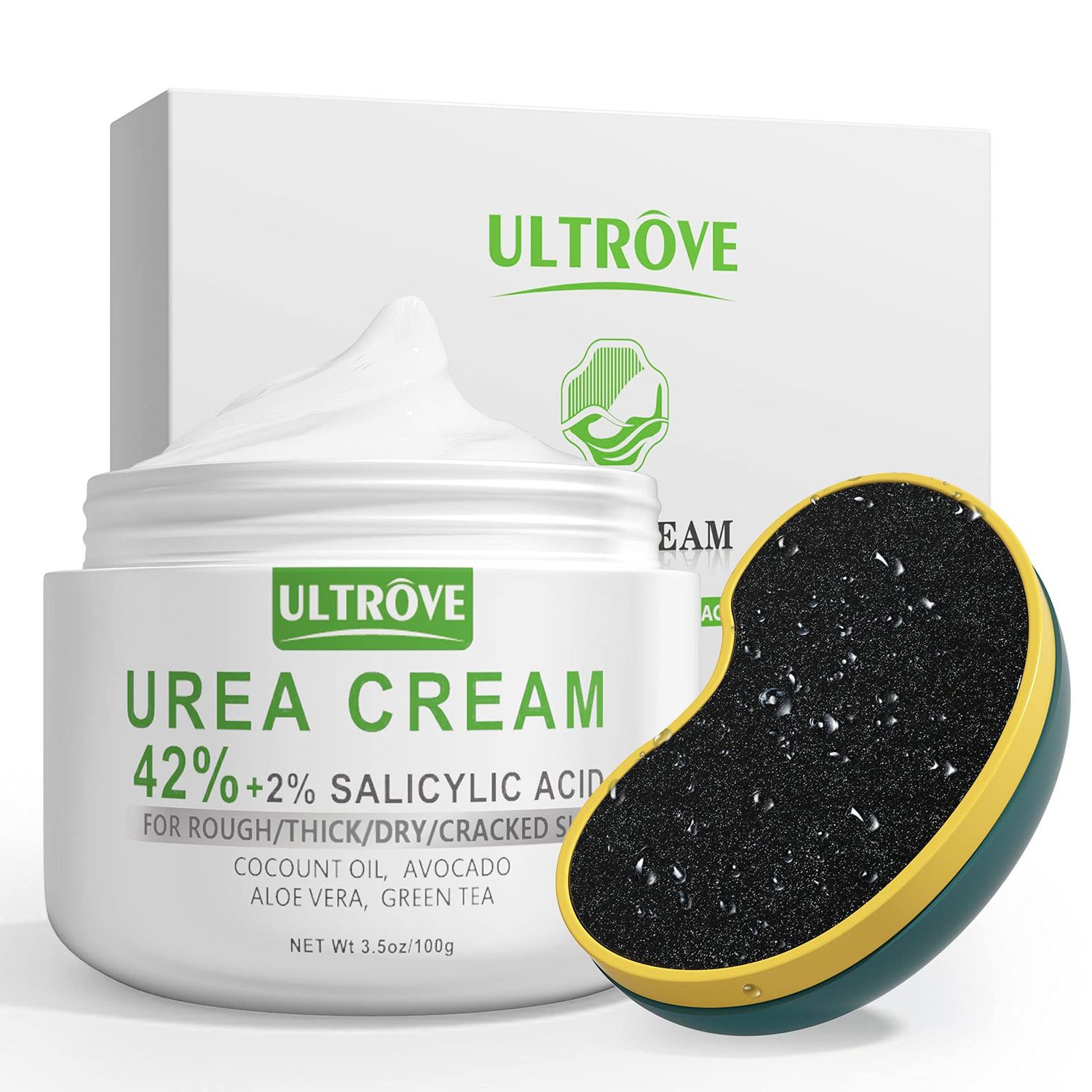 Ultrove Urea Cream 42% - 2% Salicylic Acid Foot Moisturizer - Callus &amp; Dead Skin Remover, Repairing Foot File, 3.5 oz