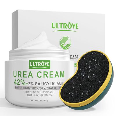 Ultrove Urea Cream 42% - 2% Salicylic Acid Foot Moisturizer - Callus &amp; Dead Skin Remover, Repairing Foot File, 3.5 oz