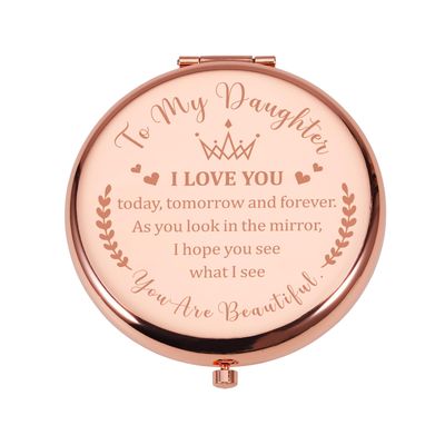 Valentines Day Gifts for Daughter from Mom Dad Easter Basket Stuffers Gifts for Teen Girls To My Daughter Compact Mirror Daughter Birthday Gifts for Women Granddaughter Graduation Gifts for Her