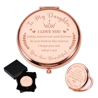 Valentines Day Gifts for Daughter from Mom Dad Easter Basket Stuffers Gifts for Teen Girls To My Daughter Compact Mirror Daughter Birthday Gifts for Women Granddaughter Graduation Gifts for Her