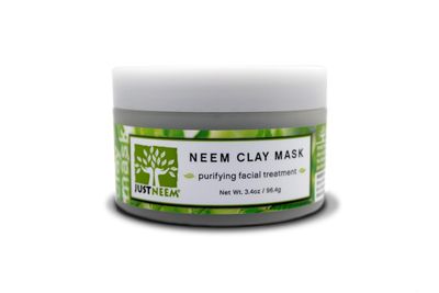 JustNeem, French Clay Mask with Neem, for Blemishes, Blackheads, Rashes; for Irritated and Stressed Skin; Deeply Cleansing and Rejuvenating; Rosemary, Lavender, Eucalyptus Essential Oils, 3.4 oz