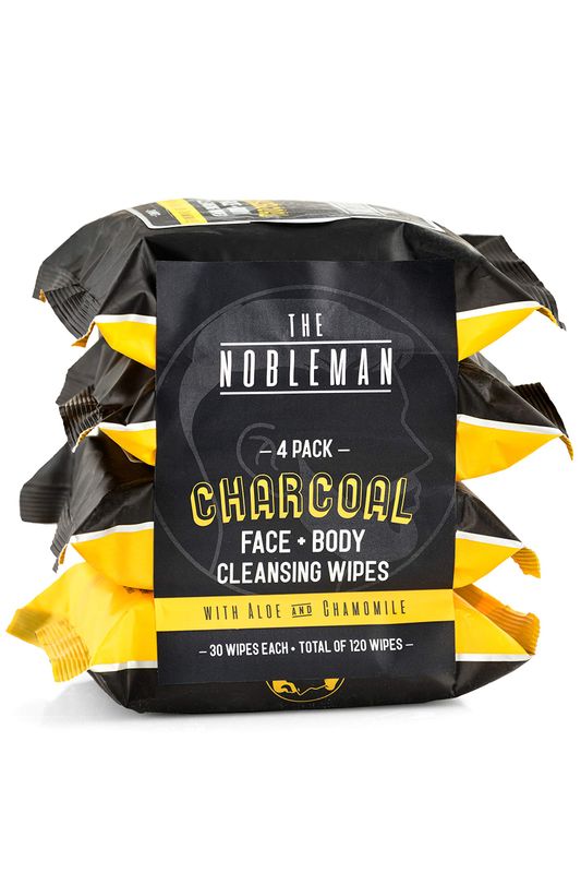 Men&#39;s Charcoal Face + Body Cleansing Wipes - 4 Pack (120ct)