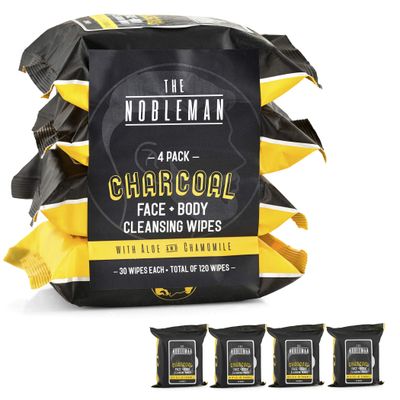 Men's Charcoal Face + Body Cleansing Wipes - 4 Pack (120ct)
