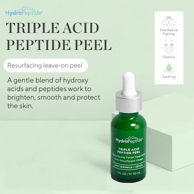 Hydropeptide Triple Acid Peptide Peel Resurfacing Peptide Exfoliation Hydroxy Treatment, 1 Ounce
