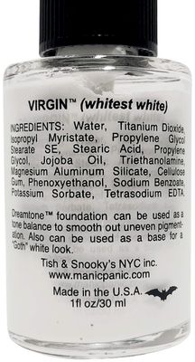 MANIC PANIC Dreamtone Flawless White Liquid Foundation - Full Coverage White Foundation And Color Corrector with Demi Matte Finish - Cosplay, Halloween Makeup, & Everyday Use (0.96oz)