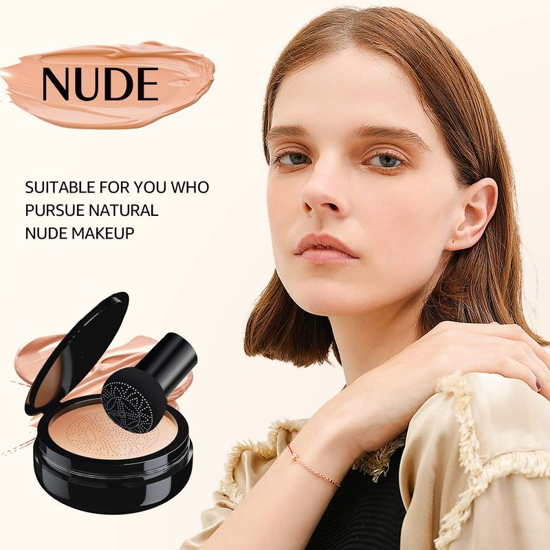 Mushroom Head Air Cushion CC Cream - Moisturizing &amp; Oil Control BB Cream Foundation Create Long-Lasting, Waterproof Makeup Base Primer, Concealer Full Coverage for All Skin Types (Nude)
