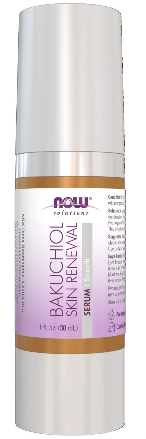NOW Foods Solutions, Bakuchiol Skin Renewal Serum, Smooth Skin, 1 Fl. Oz.