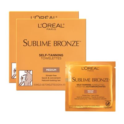 L&#39;Oreal Paris Sublime Bronze Self Tanning Towelettes, Streak-Free, Natural Looking Tan, 6 ct