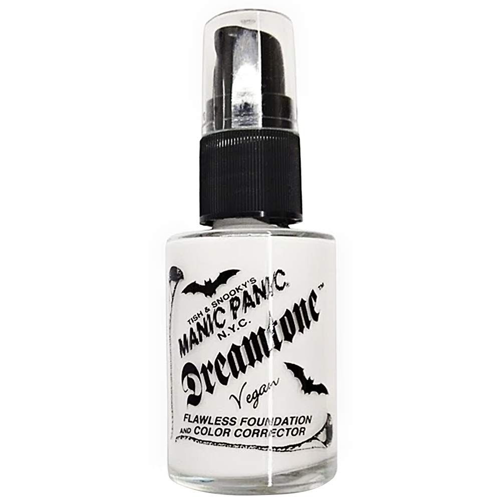 MANIC PANIC Dreamtone Flawless White Liquid Foundation - Full Coverage White Foundation And Color Corrector with Demi Matte Finish - Cosplay, Halloween Makeup, &amp; Everyday Use (0.96oz)