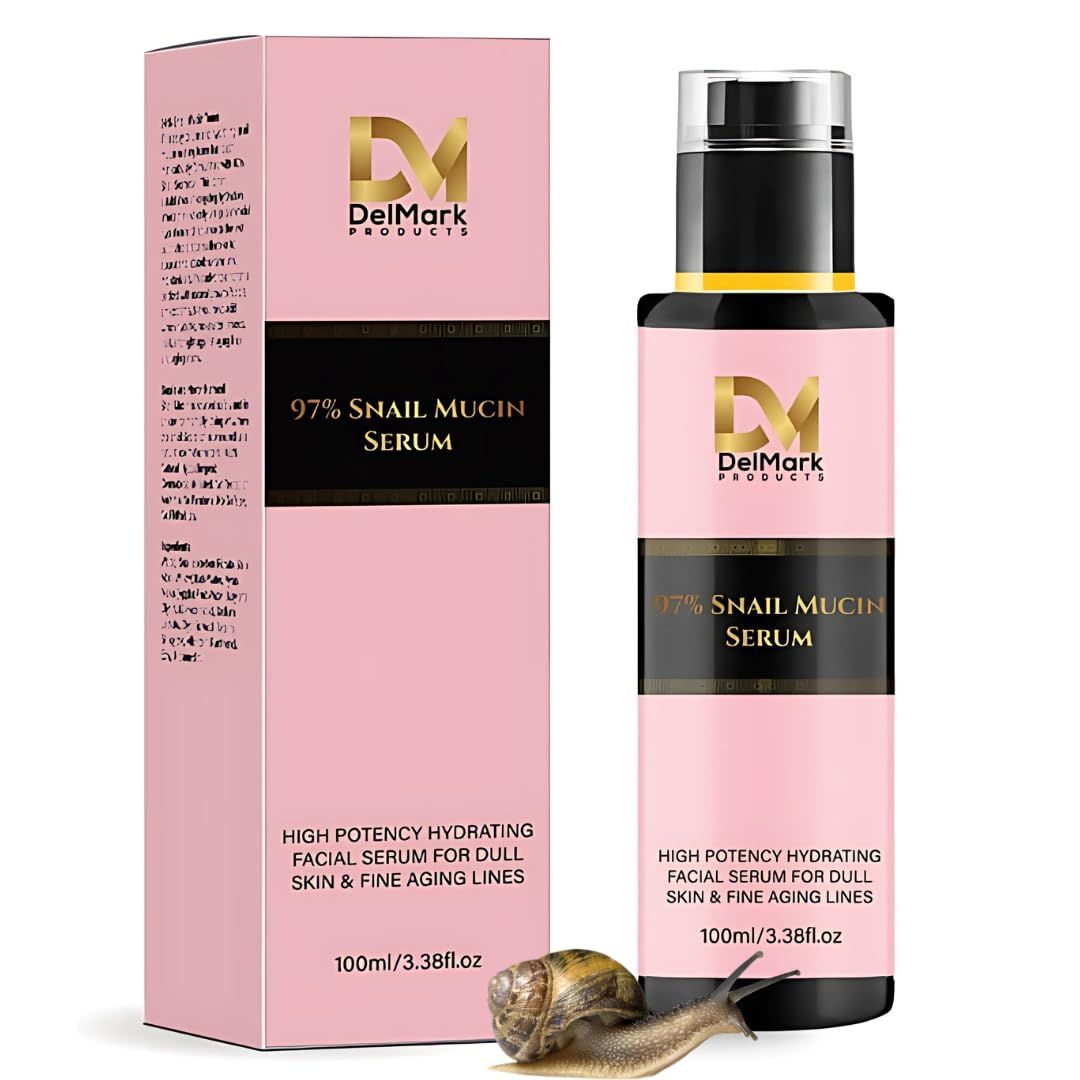 Snail Mucin Serum 100ML, 97% Snail Secretion Filtrate with Hyaluronic Acid, Power Repairing Essence, Dark Spot Remover, Korean Skincare, Hydrating Serum for Face, Eye, and Neck