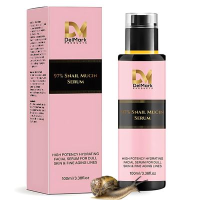 Snail Mucin Serum 100ML, 97% Snail Secretion Filtrate with Hyaluronic Acid, Power Repairing Essence, Dark Spot Remover, Korean Skincare, Hydrating Serum for Face, Eye, and Neck