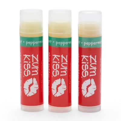 Zum Peppermint Kiss Stick (Pack of 3) with Certified Organic Sunflower Seed Oil, Beeswax, Shea Butter, Pure Essential Oils, Candelila Wax, Vitamin E and Honey, 0.15 oz