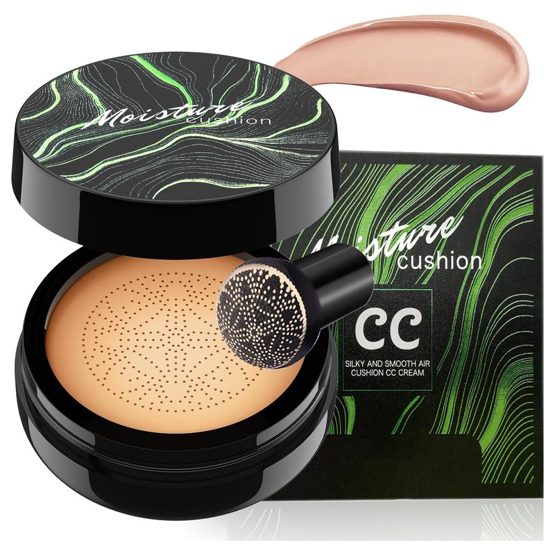 Mushroom Head Air Cushion CC Cream - Moisturizing &amp; Oil Control BB Cream Foundation Create Long-Lasting, Waterproof Makeup Base Primer, Concealer Full Coverage for All Skin Types (Nude)