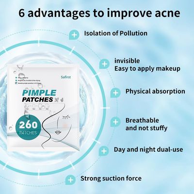 Safirst Sticky Ache Patches Hydrocolloid Pimple Absorbing Patch 4 Size 260 Counts Spot Blemish Invisible Stickers Zit Dot Cover with Tea Tree Oil Face Emergency Breakout Treatment