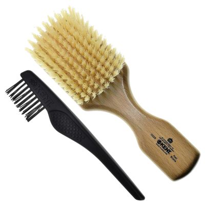 Kent OG2S Beechwood Soft Bristle Hair Brush and Facial Brush for Beard Care - Exfoliating Soft White Natural Boar Bristle Brush for Mens Grooming, Hair Care, and Beard Straightener for Men&#39;s Skin Care