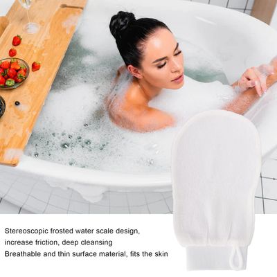 Skin Exfoliator Gloves, Body Exfoliating Glove Fiber, White Bath Exfoliating Gloves for Removes Dead Skin for Bath Skincare Kit Home White