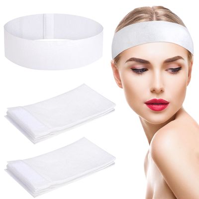 Pimoys 60 Count Spa Headband for Women Disposable Skincare Headbands for Facials Esthetician Supplies Stretch Headbands for Women&#39;s Hair