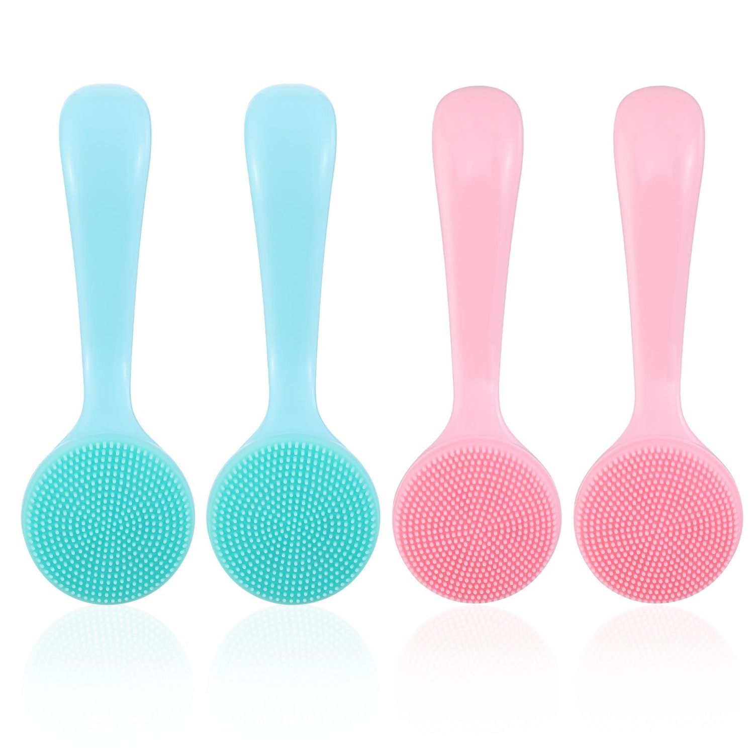 JIYIN 4 Pack Silicone Manual Facial Cleansing Brush, Soft Facial Brushes Waterproof Exfoliating Face Cleaning Brush, Skin Friendly Face Brush for Blackheads Whiteheads Makeup Residues Removal