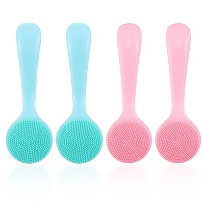JIYIN 4 Pack Silicone Manual Facial Cleansing Brush, Soft Facial Brushes Waterproof Exfoliating Face Cleaning Brush, Skin Friendly Face Brush for Blackheads Whiteheads Makeup Residues Removal JIYIN 4 Pack Silicone Manual Facial Cleansing Brush, Soft Facial Brushes Waterproof Exfoliating Face Cleaning Brush, Skin Friendly Face Brush for Blackheads Whiteheads Makeup Residues Removal