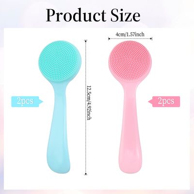 JIYIN 4 Pack Silicone Manual Facial Cleansing Brush, Soft Facial Brushes Waterproof Exfoliating Face Cleaning Brush, Skin Friendly Face Brush for Blackheads Whiteheads Makeup Residues Removal